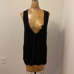 Just for Petites one button closure blouse Made in USA Y2K black boho Coachella